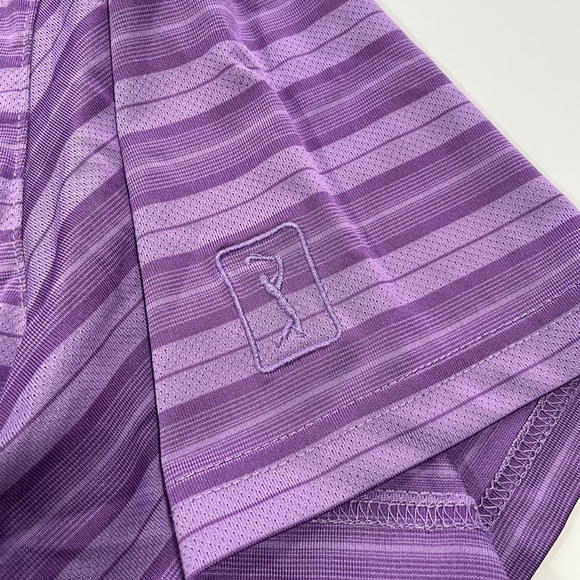 PGA Tour Golf Men’s Airflux Purple Striped Short Sleeve Polo Shirt - Size XXL - Picture 4 of 8